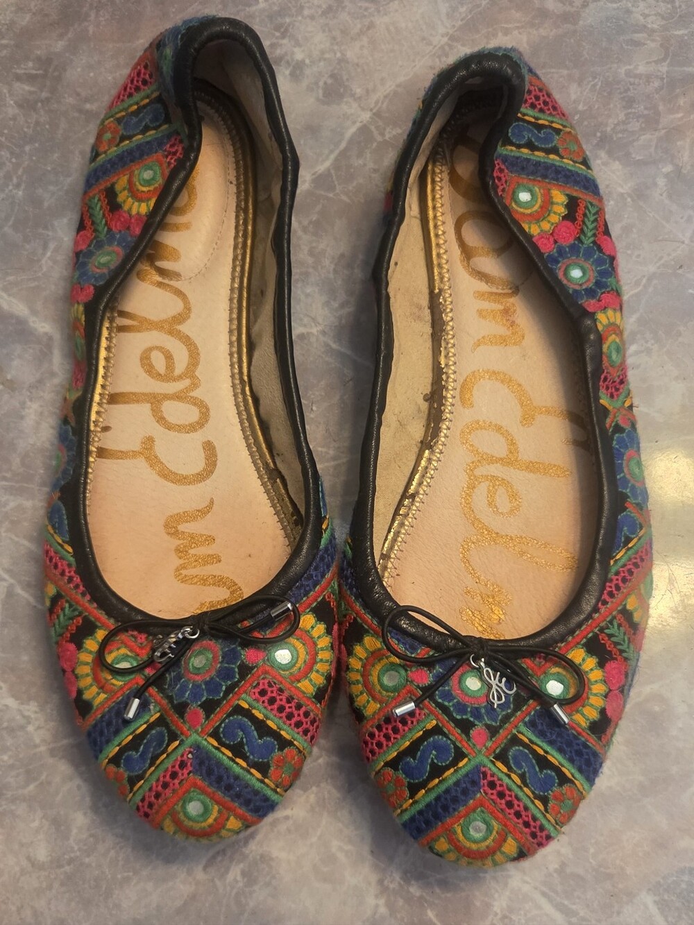 Sam Edelman Multicolor Embroidered Ballet Flats